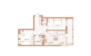 2-к квартира, строящийся дом, 53м2, 4/9 этаж
