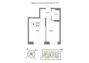 1-к квартира, вторичка, 32м2, 5/11 этаж