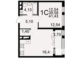 1-к квартира, вторичка, 41м2, 6/18 этаж