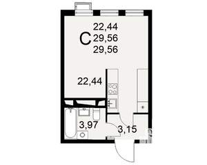 1-к квартира, вторичка, 30м2, 8/16 этаж