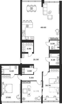 3-к квартира, вторичка, 146м2, 9/9 этаж