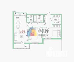 2-к квартира, вторичка, 66м2, 10/19 этаж