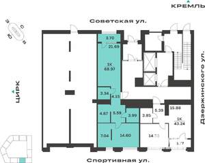 1-к квартира, вторичка, 69м2, 2/10 этаж