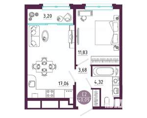 1-к квартира, вторичка, 40м2, 4/10 этаж