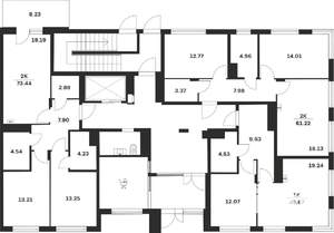 1-к квартира, вторичка, 46м2, 1/4 этаж