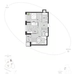 2-к квартира, вторичка, 59м2, 16/21 этаж