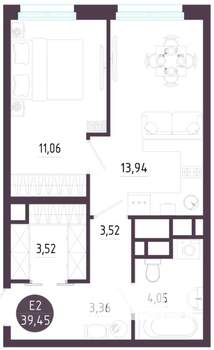 1-к квартира, вторичка, 39м2, 2/10 этаж