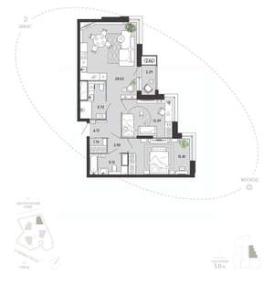 2-к квартира, вторичка, 82м2, 11/21 этаж