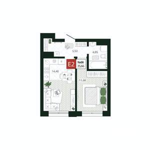 1-к квартира, вторичка, 36м2, 7/19 этаж