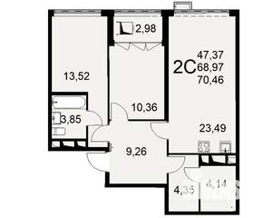 2-к квартира, вторичка, 70м2, 11/16 этаж