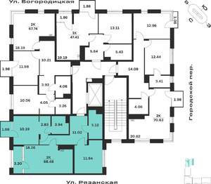 2-к квартира, вторичка, 68м2, 4/4 этаж