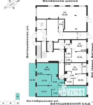 3-к квартира, вторичка, 97м2, 1/16 этаж