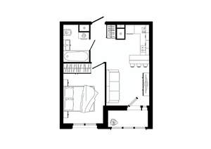 1-к квартира, строящийся дом, 38м2, 17/25 этаж