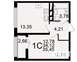 1-к квартира, вторичка, 35м2, 2/18 этаж