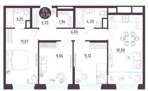 3-к квартира, вторичка, 63м2, 10/10 этаж