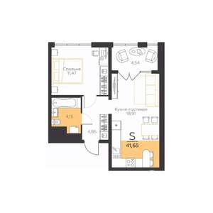 1-к квартира, вторичка, 42м2, 5/5 этаж