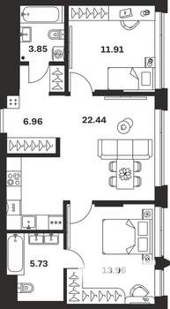2-к квартира, вторичка, 65м2, 8/10 этаж