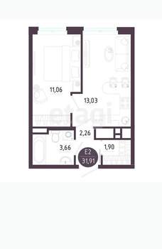 1-к квартира, вторичка, 32м2, 7/10 этаж