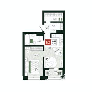 1-к квартира, вторичка, 42м2, 6/19 этаж