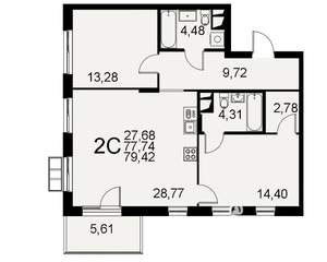 2-к квартира, вторичка, 79м2, 6/11 этаж