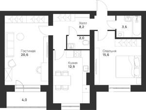 2-к квартира, вторичка, 67м2, 4/5 этаж