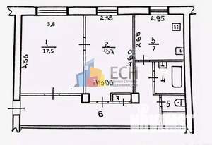 2-к квартира, вторичка, 55м2, 2/5 этаж