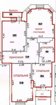 3-к квартира, сданный дом, 79м2, 5/6 этаж