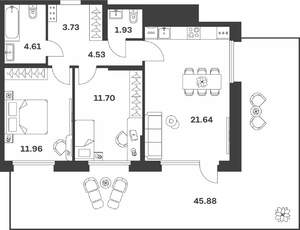 2-к квартира, вторичка, 74м2, 1/10 этаж