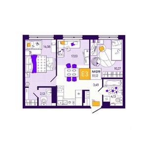 2-к квартира, вторичка, 51м2, 11/12 этаж