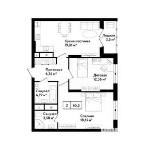 2-к квартира, вторичка, 69м2, 4/25 этаж