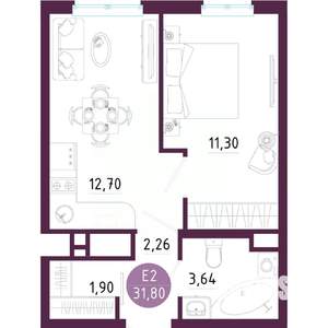 1-к квартира, вторичка, 32м2, 9/10 этаж