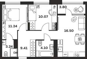 2-к квартира, вторичка, 58м2, 13/15 этаж