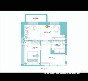 2-к квартира, вторичка, 40м2, 6/9 этаж