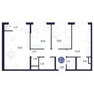 3-к квартира, вторичка, 81м2, 19/25 этаж