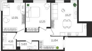 2-к квартира, вторичка, 60м2, 2/4 этаж