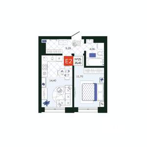 1-к квартира, вторичка, 35м2, 4/19 этаж