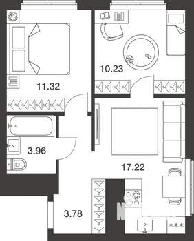 2-к квартира, вторичка, 47м2, 25/25 этаж