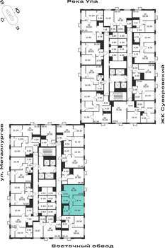 2-к квартира, строящийся дом, 54м2, 16/25 этаж