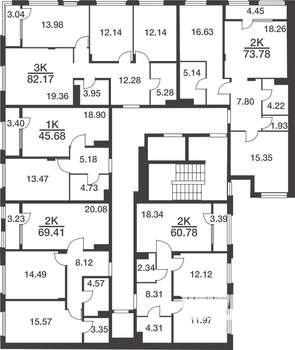 2-к квартира, вторичка, 74м2, 3/9 этаж