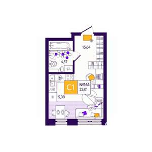 Студия квартира, вторичка, 25м2, 1/12 этаж