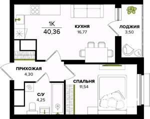 1-к квартира, вторичка, 40м2, 20/25 этаж
