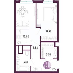 1-к квартира, вторичка, 40м2, 7/10 этаж