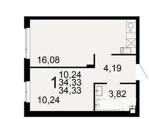 1-к квартира, вторичка, 34м2, 1/10 этаж