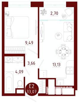 1-к квартира, вторичка, 33м2, 8/10 этаж