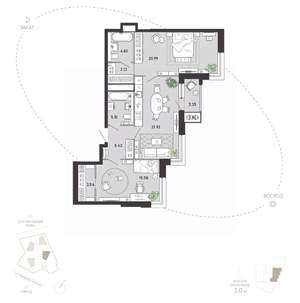 2-к квартира, вторичка, 85м2, 21/21 этаж