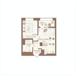 1-к квартира, вторичка, 36м2, 14/14 этаж