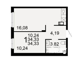 1-к квартира, строящийся дом, 34м2, 2/9 этаж