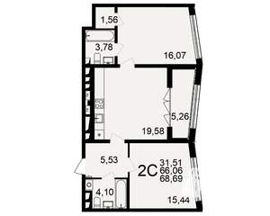 2-к квартира, вторичка, 69м2, 5/18 этаж