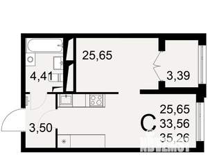 1-к квартира, вторичка, 35м2, 24/25 этаж