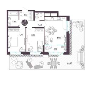 2-к квартира, вторичка, 106м2, 1/10 этаж